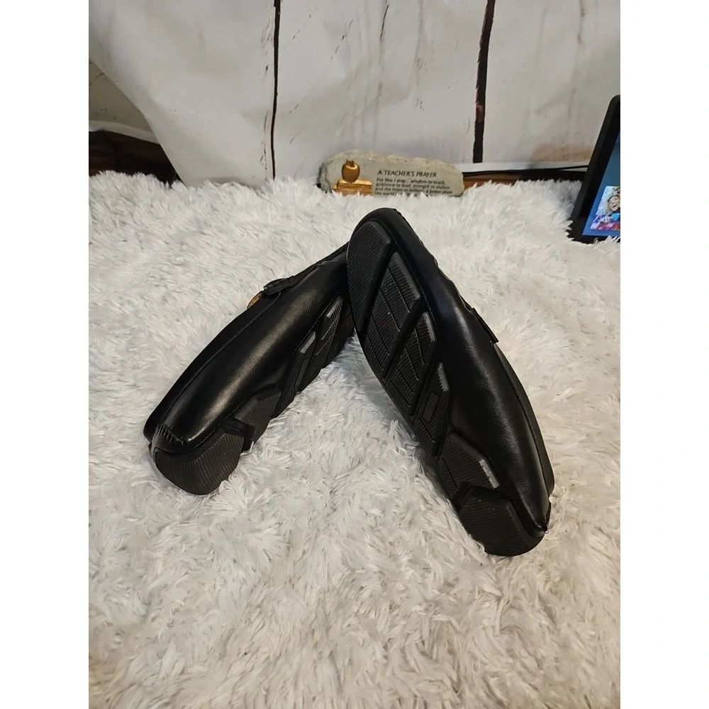 Vostey Men's Penny Loafers‎ size 9 Slip on Shoes Black  EUC